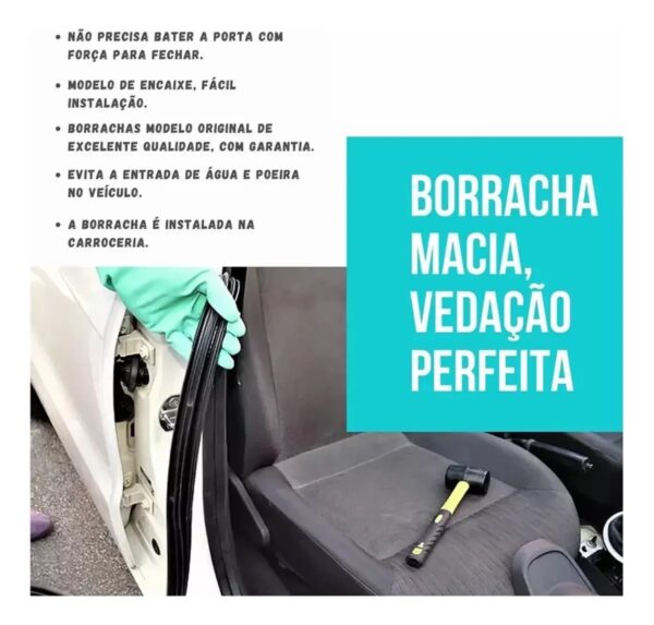 Borracha de Vedação da Porta Kwid Todos os Modelos Traseira ou Dianteira - Imagem 3